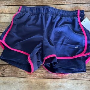 New Leg3nd Blue Pink Two in One Running Shorts Size Small